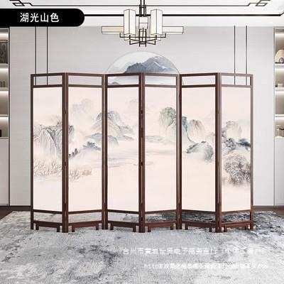 中式 实木屏风隔断墙办公室折叠移动酒店 家用客厅遮挡玄关进门软