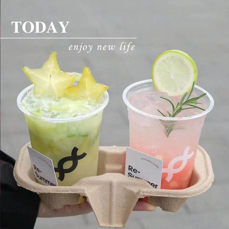 纸浆杯托 一次性高档咖啡纸杯托盘 2格 两杯奶茶纸杯杯座