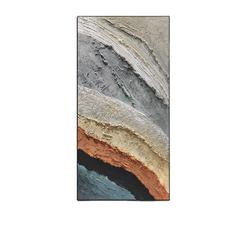 玄关装饰画竖版现代简约手绘油画客厅沙发背景墙抽象手工厚肌理画