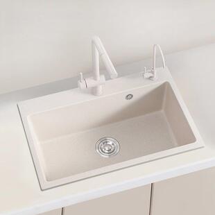 弗兰卡石英石厨房水槽大单槽花岗岩小洗碗槽嵌入式台上台下洗菜盆