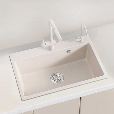弗兰卡石英石厨房水槽大单槽花岗岩小洗碗槽嵌入式台上台下洗菜盆