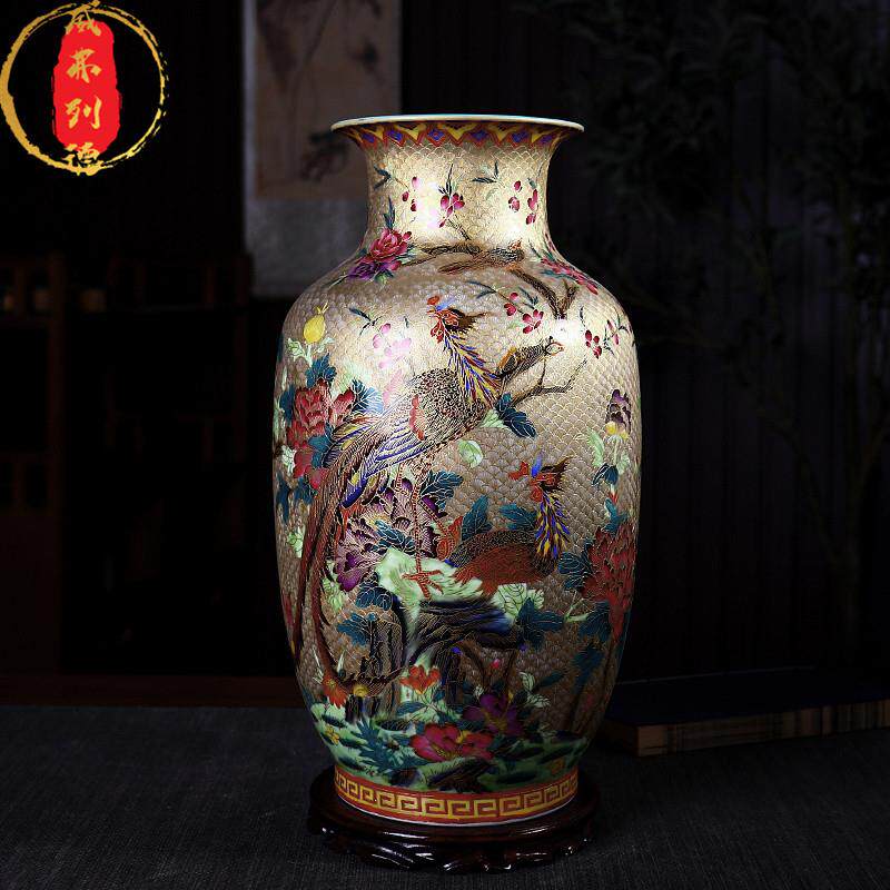 威弗列德彷古描金珐琅彩桌面花瓶居家客厅玄关瓷器景德镇陶瓷摆件