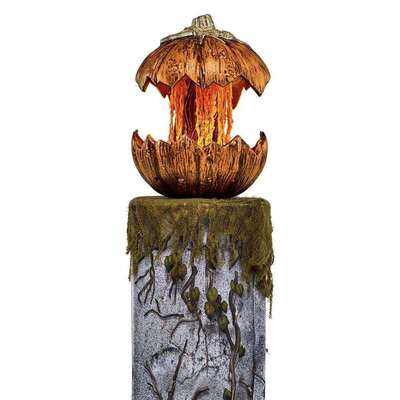 跨境新款万圣节PUMPKIN LIGHTING惊悚南瓜头装饰 自动升降有声音