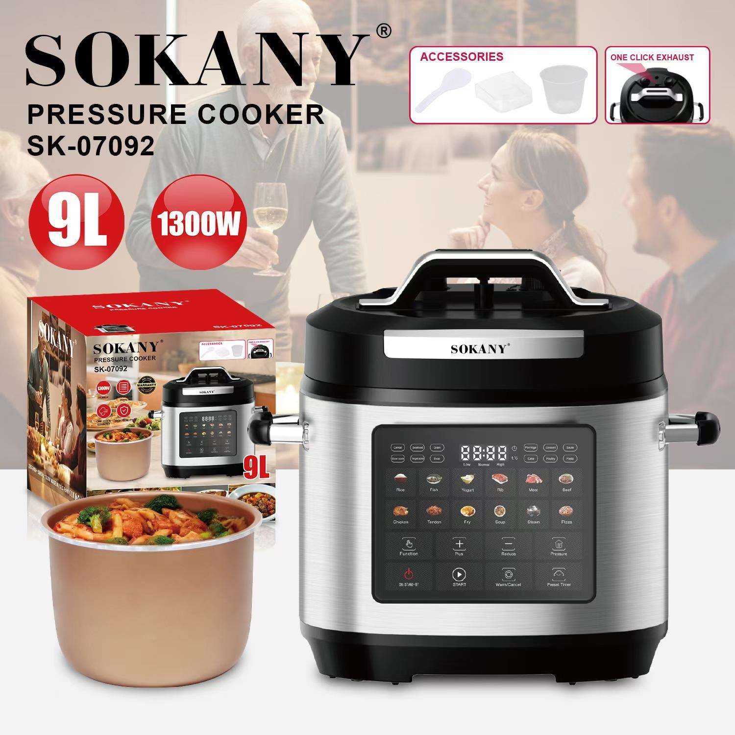 出口SOKANY07092压力锅家用不锈钢合金9L电饭锅蒸煮闷炖压力锅