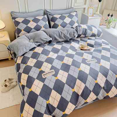 高档ab面四件套冬季珊瑚绒单面绒套水晶绒件套笠款床单简床约三被