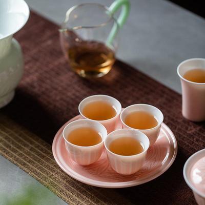 瓣莲粉20230707色三才田盖碗湖盘陶瓷家用托碗果盘壶承泡茶功夫单