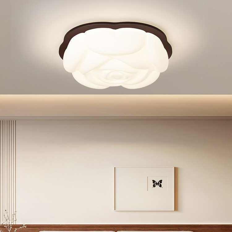 奶油风花朵吸顶灯胡桃木中古儿童房灯美式复古护眼书房间灯卧室灯,家装灯饰光源,智能吸顶灯,淘宝优惠券,粉丝福利购,淘宝优惠卷