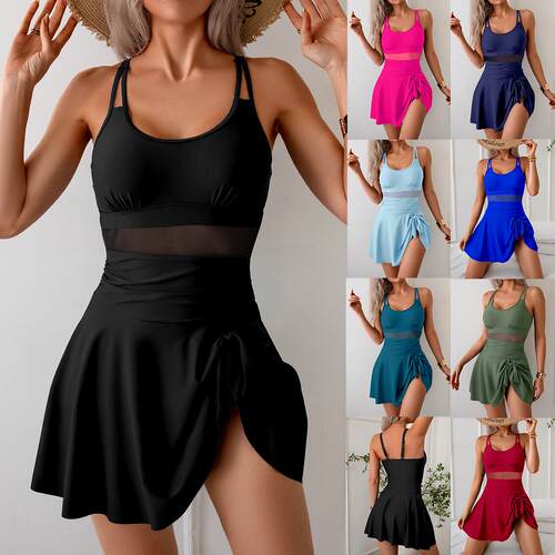 Womens 2026 New OnePiece Swim Dress Tummy Control Flattering