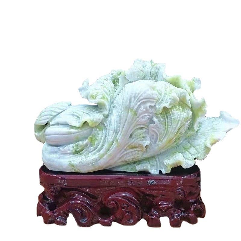天然蓝田玉岫玉白菜玉器工艺品礼品聚来家庭摆件客厅摆饰品