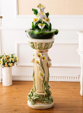 欧式创意流水喷泉客厅电视柜加湿器摆件大型落地家居乔迁新居饰品