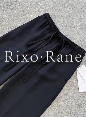 法国Rixo Rane 好物推荐法式黑色醋酸裤直筒高腰冰丝缎面阔腿裤