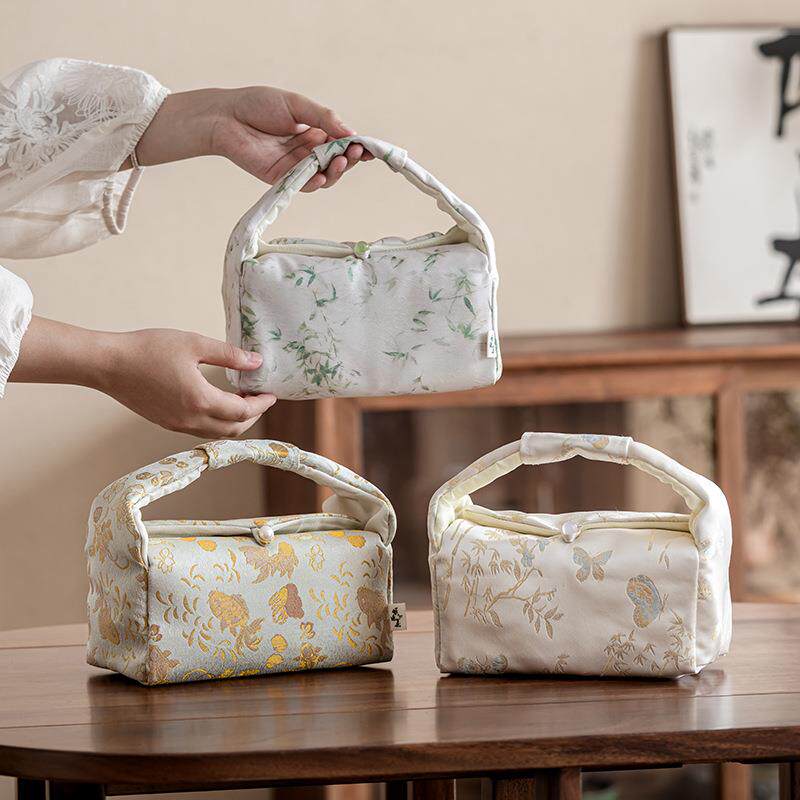 布艺旅行茶具一壶两杯收纳包户外便携收纳袋女士茶事包茶道配件