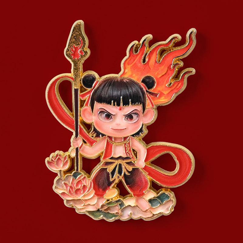 哪吒磁吸金属冰箱贴哪吒敖丙敖光金属国潮创意徽章动脉卡通纪念品