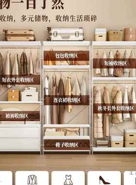 原风转RPO角衣柜墙角L型衣架家用步卧室衣帽间入式金木属落地衣挂