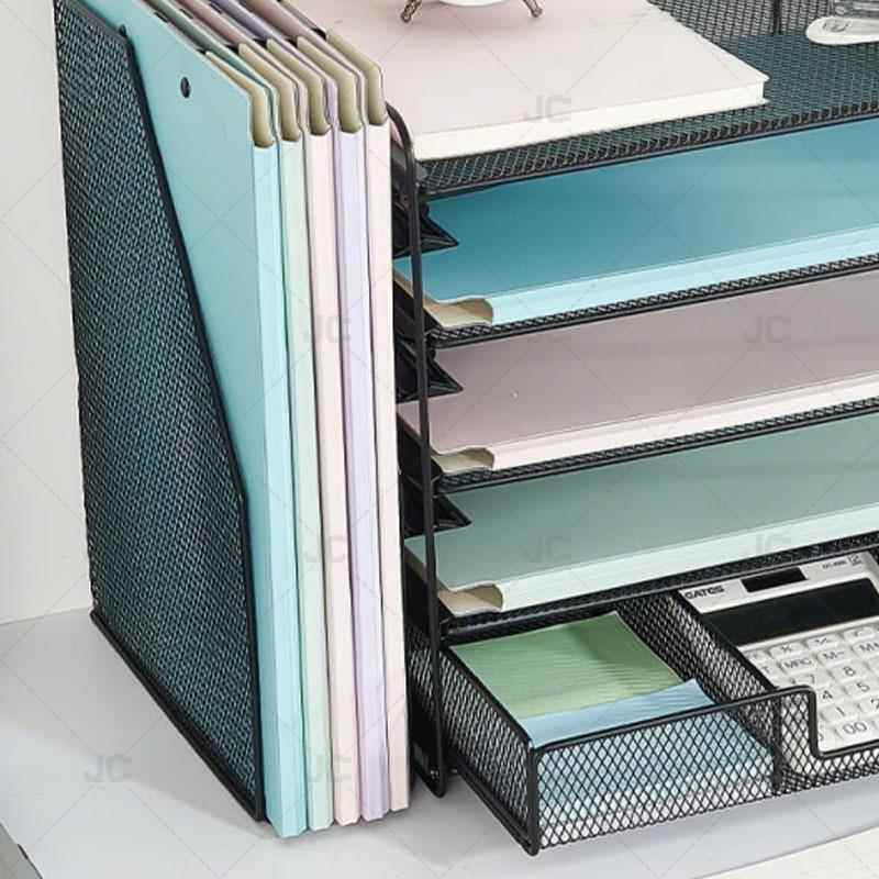 屉公室桌面文件架艺办公用品抽置物架铁文件收纳多层文办件收纳架
