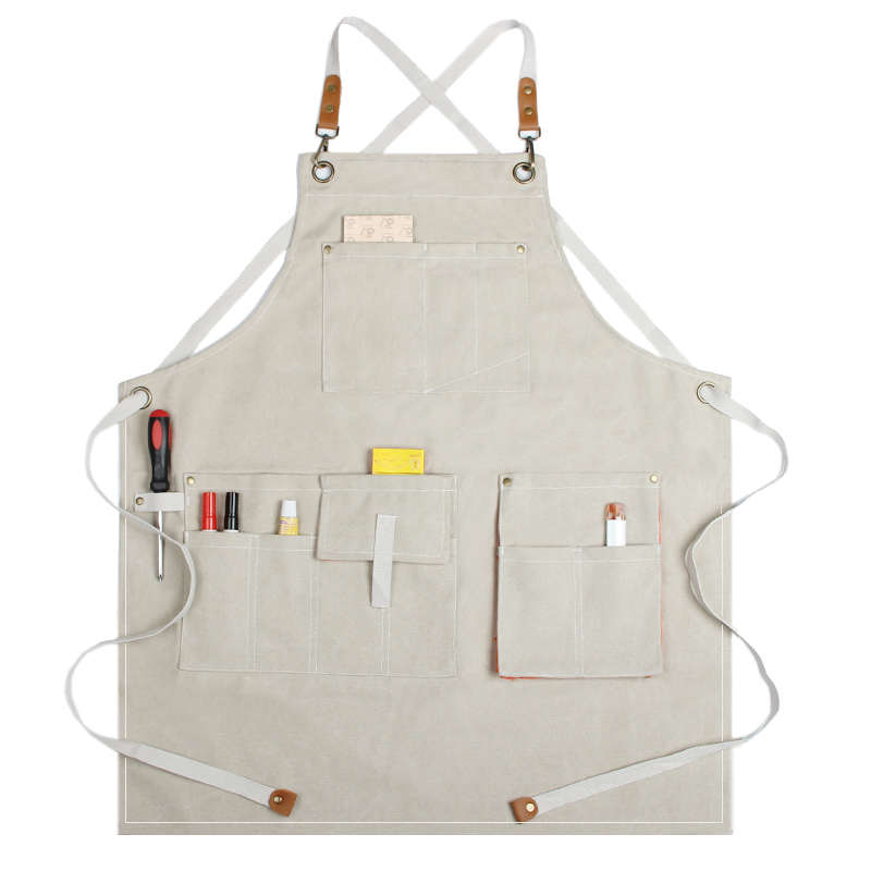 帆布外贸围裙印字logo  理发师烘焙咖啡厅园艺木工男女餐厅工作服