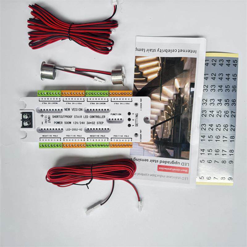 英文踏步两线感应流水跟LED-2052随级全亮12V24V通用防短路灯梯楼