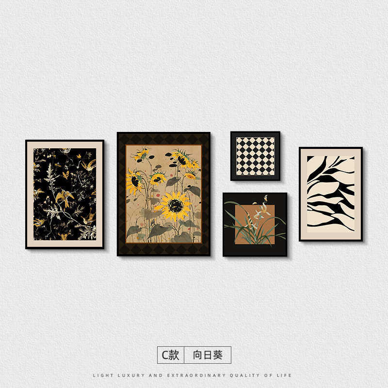 法式装饰画背景客厅墙感美式壁画挂画复古古风艺术高级沙发中组合