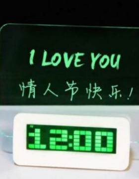 LED荧光留言板闹钟夜光感应聪明钟懒人学生音乐闹钟