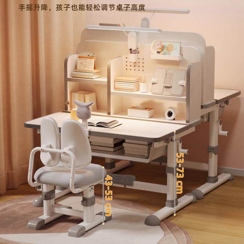 字书一体椅作业桌套装儿童学习书桌小学双背升降生家用升降柜写用
