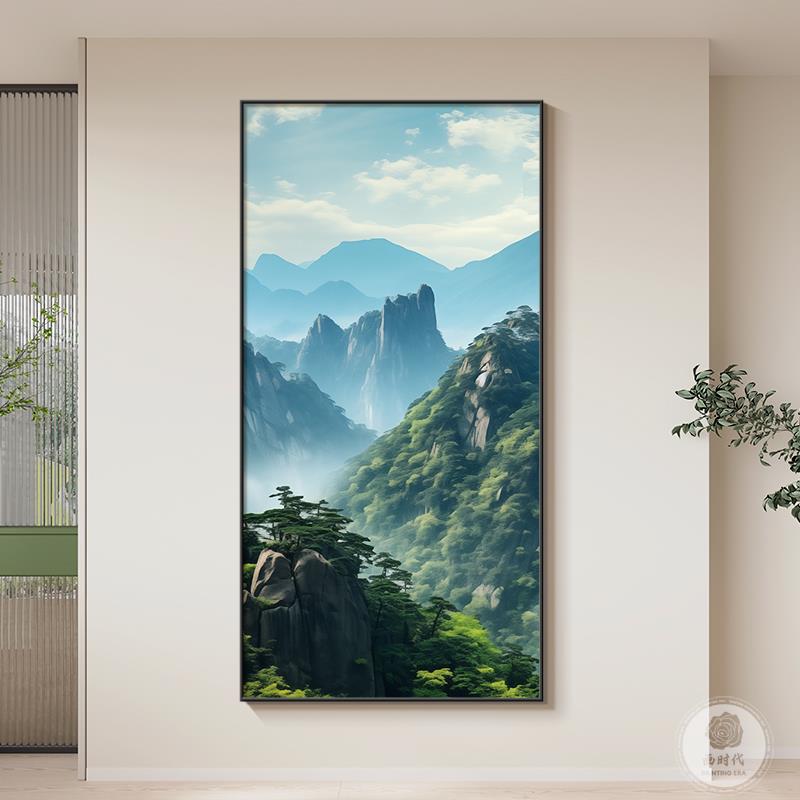 背有靠山玄关装饰画现代简约客厅走廊过道挂画有山无水青山图壁画