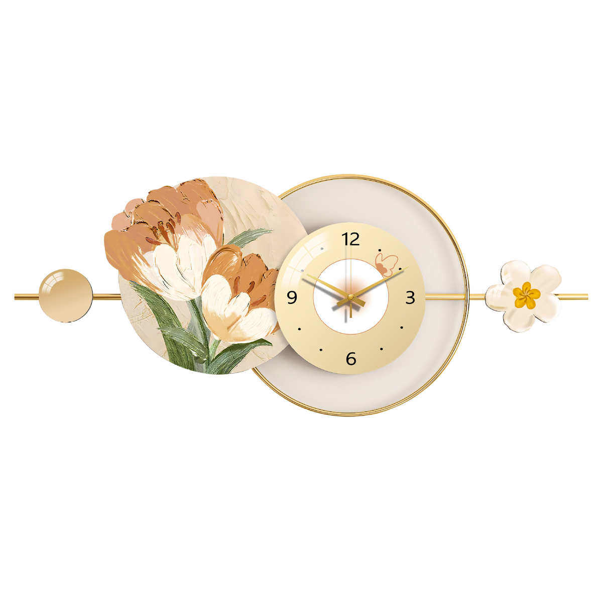 现代清新静音钟表挂钟客厅餐厅现代创意家用装饰电视挂表挂画时钟