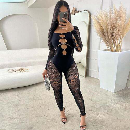 Womens Sexy Rhinestone Decor Off The Shoulder Jumpsuit Lady