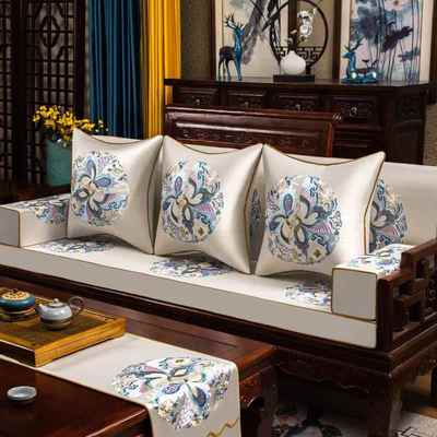 正品新中套红木发坐垫乳胶垫子实木罗汉床沙座垫五式件四季通用带