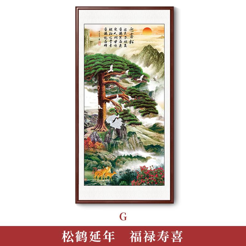 山水画走廊新挂画入户尽头别墅装饰画迎客松中式客厅风景画玄关图片