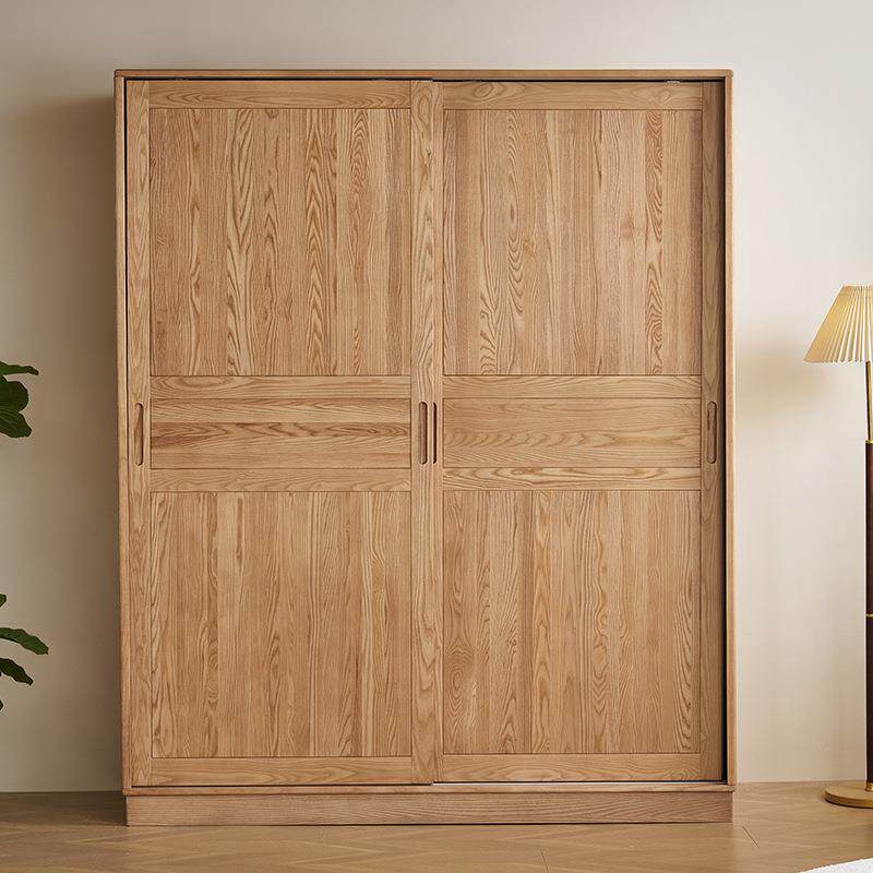 全实木移家衣柜MR-YG3-1原木用卧室白蜡木推拉门橱大衣收纳柜滑门