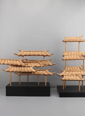 新中式中国风传统古建筑摆件客厅书房玄关酒店售楼处家居软装饰品