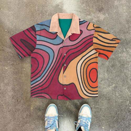 Coconut Tree Print Tropical Loungewear Top Shirt Casual