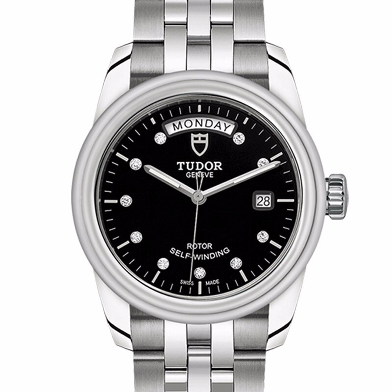 [9.8新]帝舵骏珏系列56000黑盘镶钻自动机械男士手表二手正品