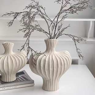 干花高级轻黑色风复古装侘感摆件软客厅法式陶瓷寂小众玄关花瓶奢