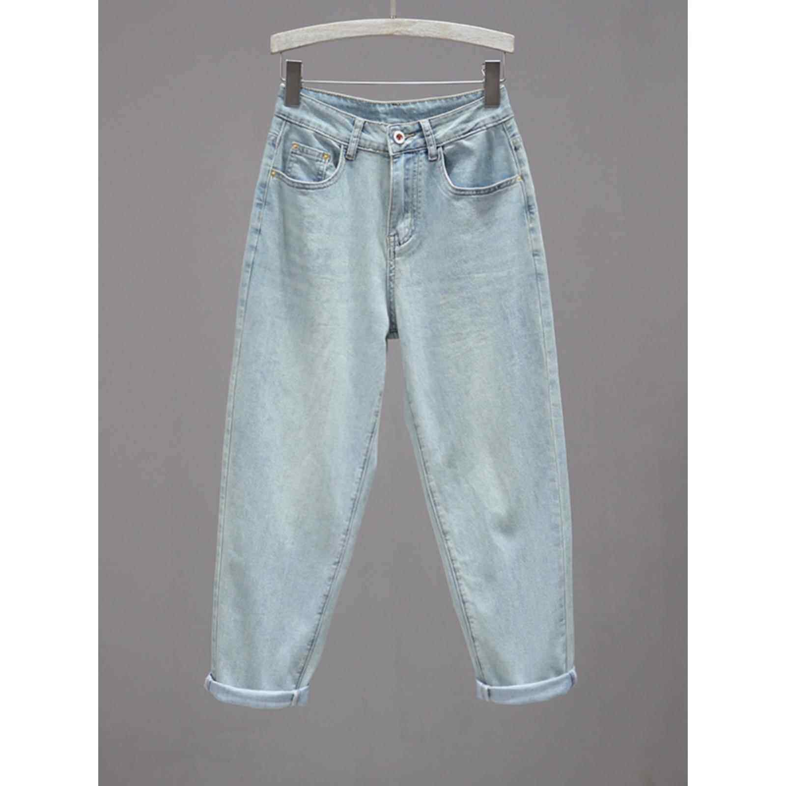2025秋冬浅色牛仔裤女欧货宽松显瘦百搭哈伦裤潮流时尚新款萝卜裤