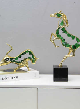 现代轻奢创意镂空骏马摆件办公室客厅玄关电视柜酒柜书柜装饰摆设