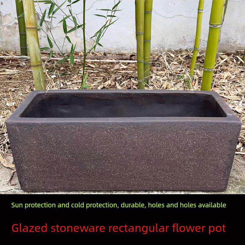 矩形槽紫砂花盆粗陶莲花睡莲陶瓷花盆大直径水培蔬菜土壤栽培盆景