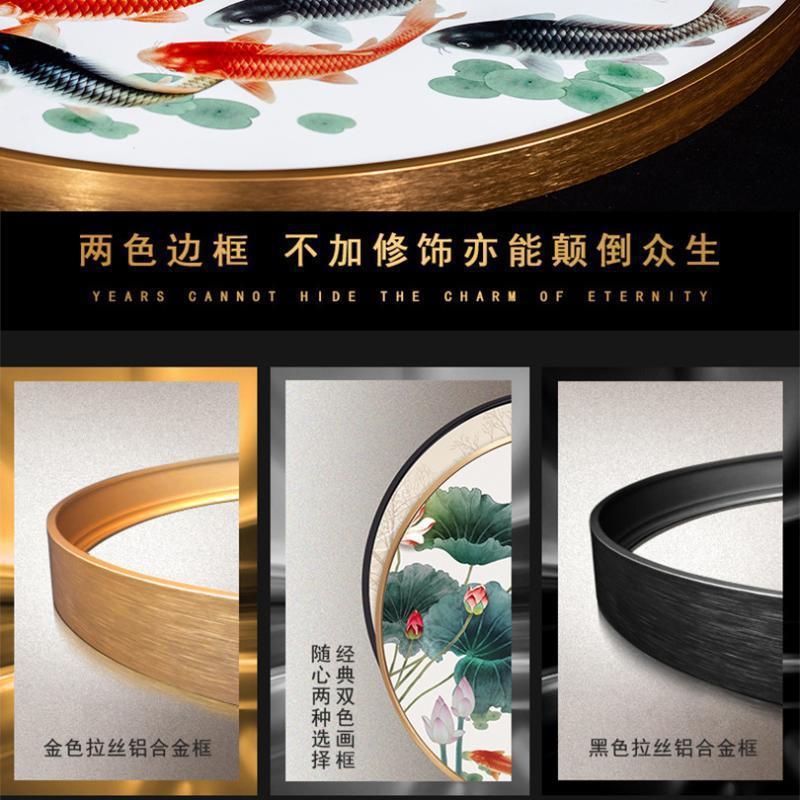 黄金满地发财树新中式圆形装饰画客厅玄关过道餐厅摇钱树晶瓷挂画