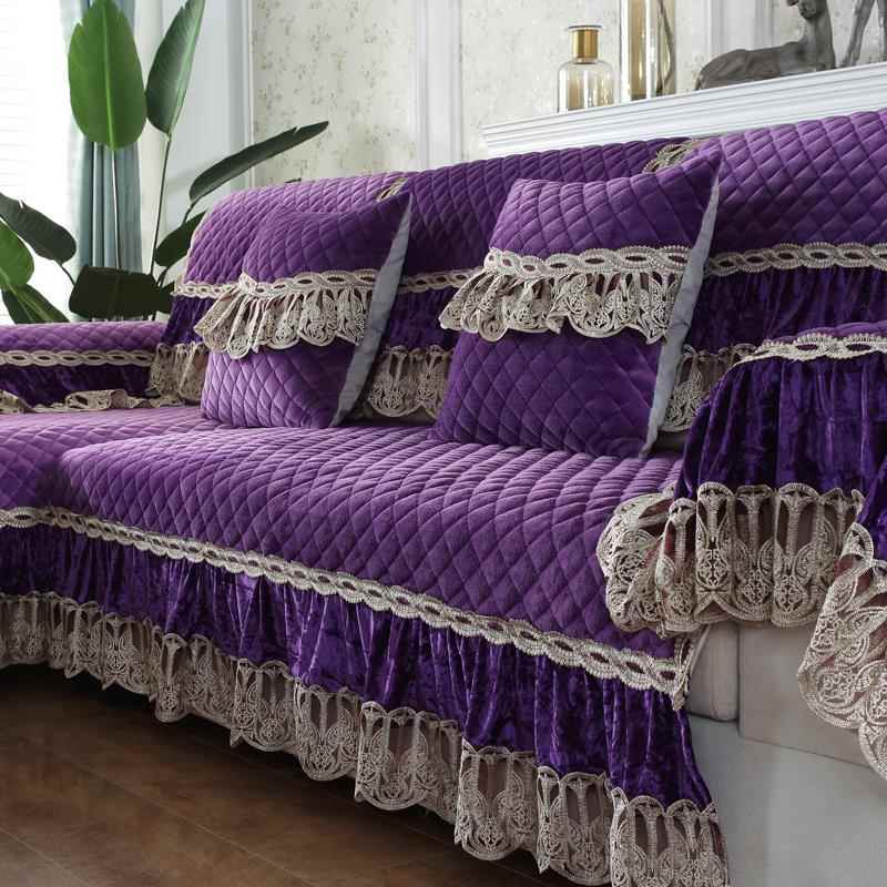 高档冬季防滑加厚毛绒沙发垫艺布欧式简约实木四沙发季套罩巾盖全