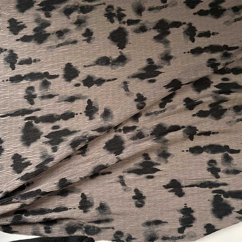 垂坠弹力 深豆沙水墨风不规则扎染百褶压褶雪纺面料设计师布料diy