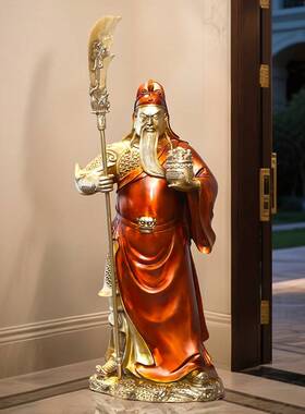 铜武圣关公摆件武财神爷关公神像铜像入户中式玄关公司开业礼品