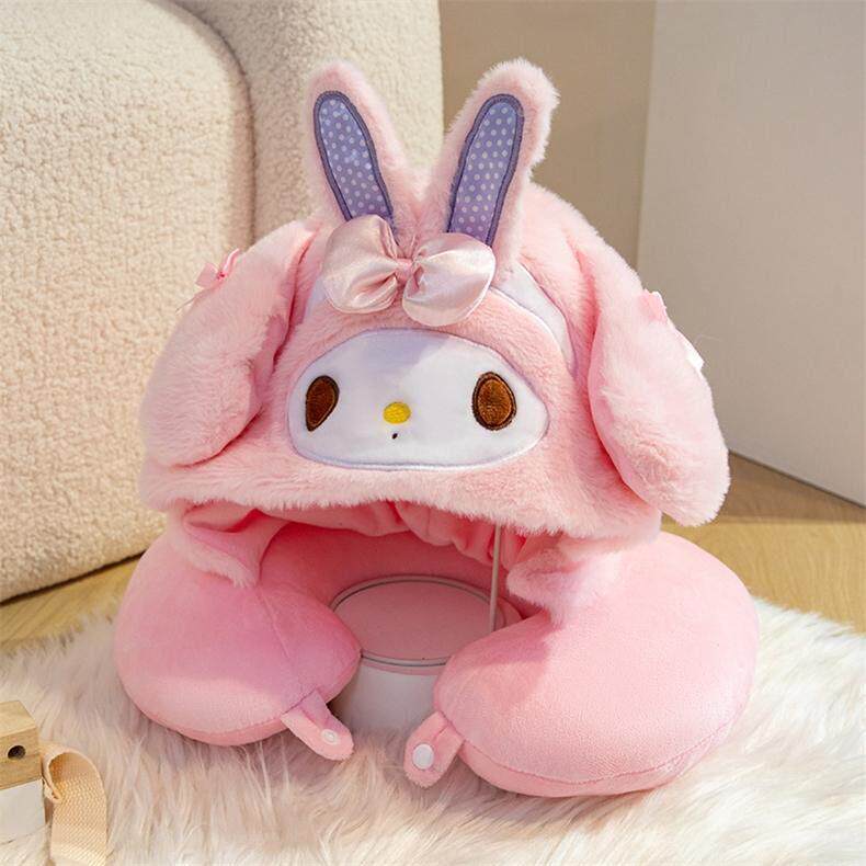 可爱卡通美乐蒂美帝羊连帽U型枕护颈枕旅行便携飞机枕颈椎枕U枕