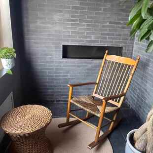 马尼拉中古风实木摇椅绳编高靠背带扶手摇摇椅马洛夫阳台民宿家具