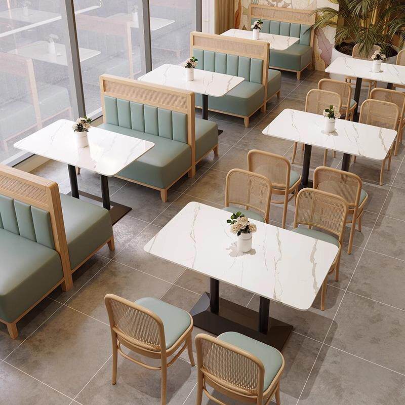 编藤实木餐厅卡座沙发商用烤肉店火锅店桌椅奶茶店咖啡厅餐厅桌椅