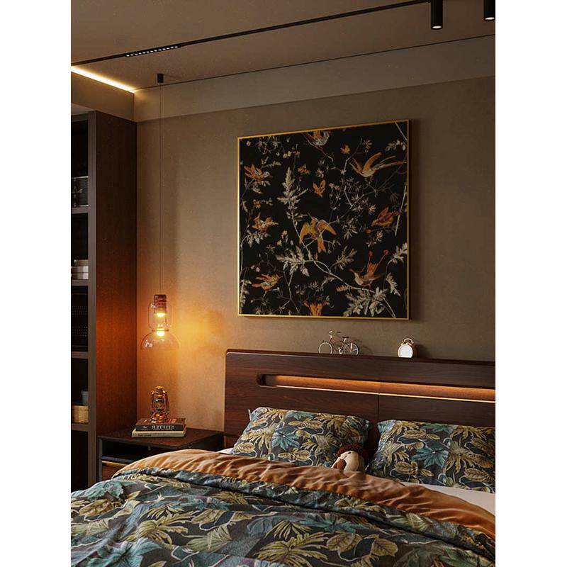 现代美式植物花卉花鸟客厅入户玄关装饰画沙发背景墙壁  方型挂画