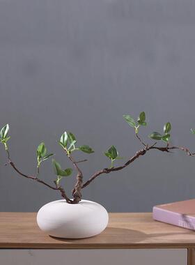 新中式侘寂风创意白色花瓶彷真花轻奢高端花卉电视柜餐桌装饰摆设