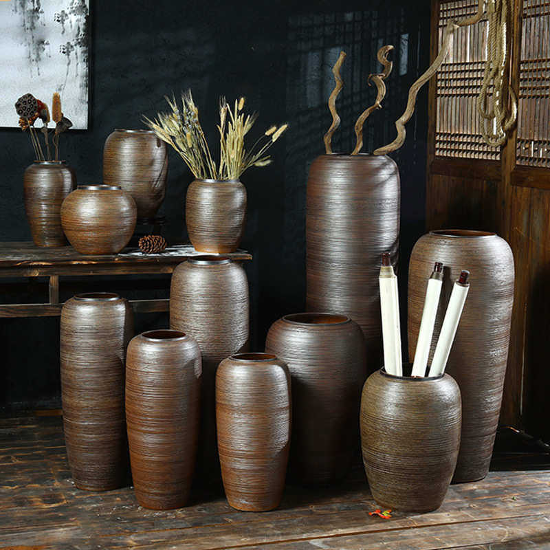 景德镇复古手工陶瓷落地大花瓶现代简约客厅电视柜干插花摆件花器,家居饰品,花瓶,淘宝优惠券,粉丝福利购,淘宝优惠卷