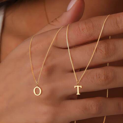 26 English letters necklace golden collarbone chain 字母项链