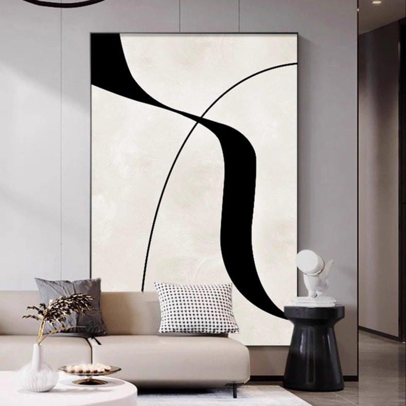 抽象黑白客厅装饰画 画沙发背景高档挂画 画现代简约艺术线 线条