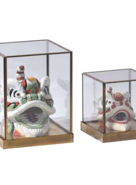 新中式狮子头舞狮头假山树脂样板房玄关摆设酒店工艺品软装饰品